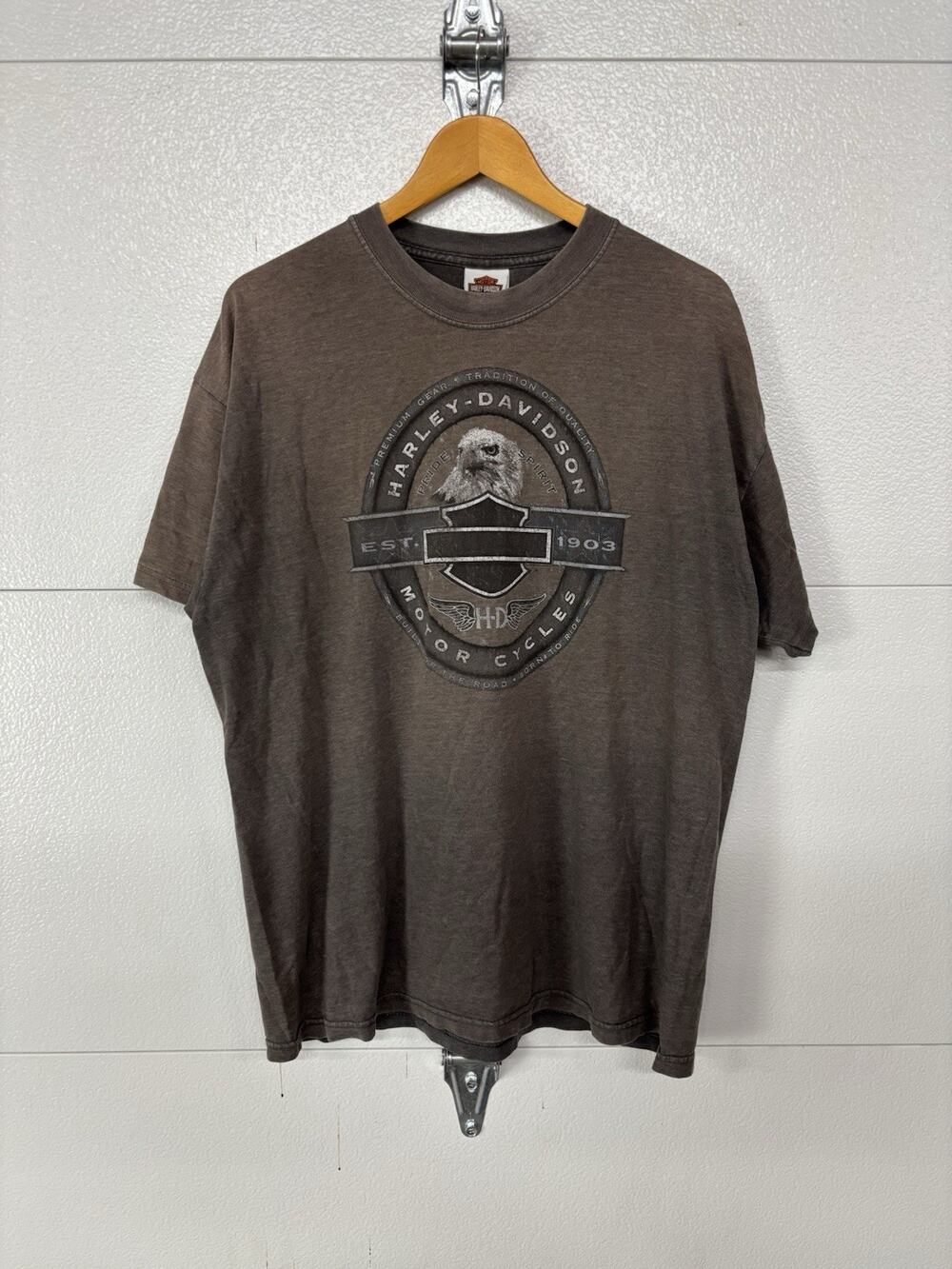Vtg Harley Davidson Motor Cycles Men's Eagle High Point NC T-shirt Size XL Faded